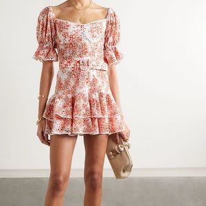 CHARO RUIZ Jean Off-the-shoulder Belted Printed Broderie Anglaise Cotton Dress